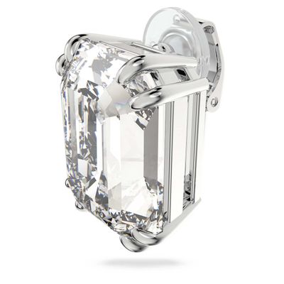 Swarovski Mesmera clip earring, Single, Octagon cut crystal, White, Rhodium plated