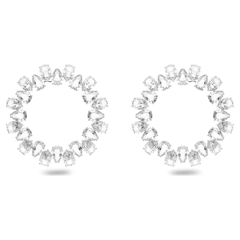 Swarovski Millenia earrings, Circle, White, Rhodium plated