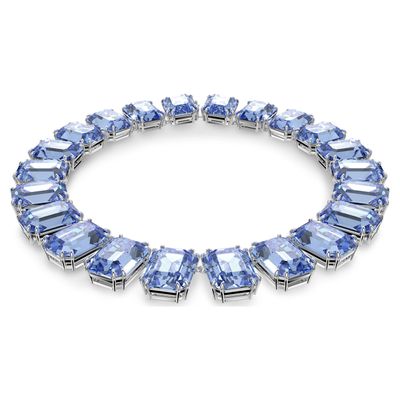 Swarovski Millenia necklace, Octagon cut crystals, Blue, Rhodium plated