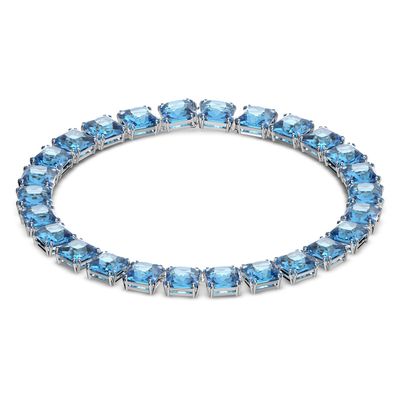 Swarovski Millenia necklace, Square cut crystals, Blue, Rhodium plated