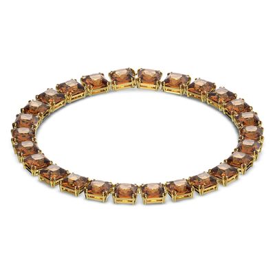 Swarovski Millenia necklace, Square cut crystals, Yellow, Gold-tone plated