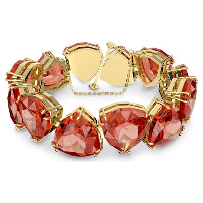 Swarovski Millenia bracelet, Trilliant cut crystal, Orange, Gold-tone plated