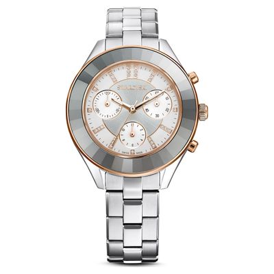 Swarovski Octea Lux Sport watch, Metal bracelet, White, Stainless steel