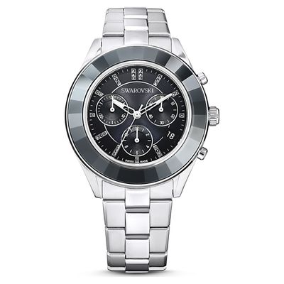 Swarovski Octea Lux Sport watch, Metal bracelet, Black, Stainless steel