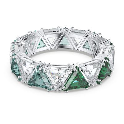 Swarovski Millenia cocktail ring, Triangle cut crystals, Green