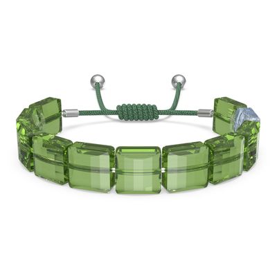 Swarovski Letra bracelet, Clover, Green, Rhodium plated