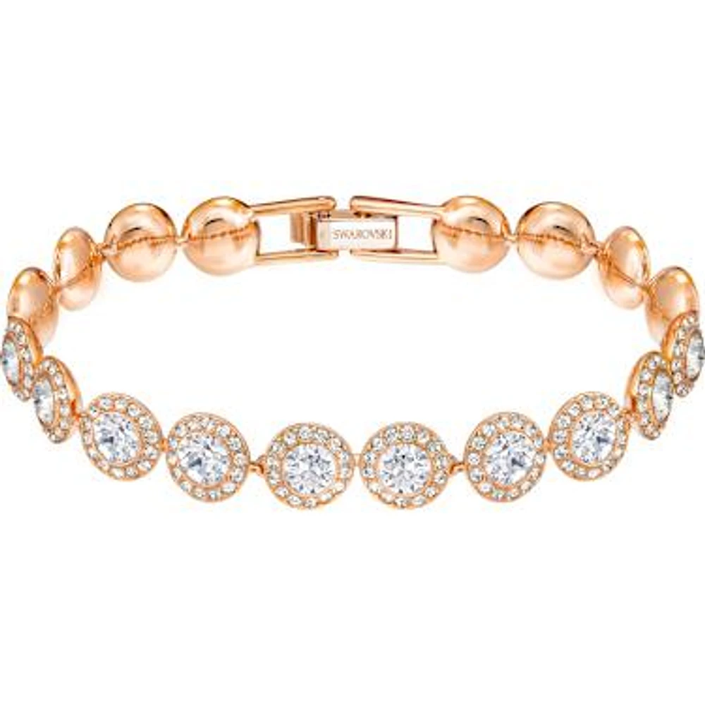 Una Angelic Tennis bracelet, White, Rose gold-tone plated by SWAROVSKI