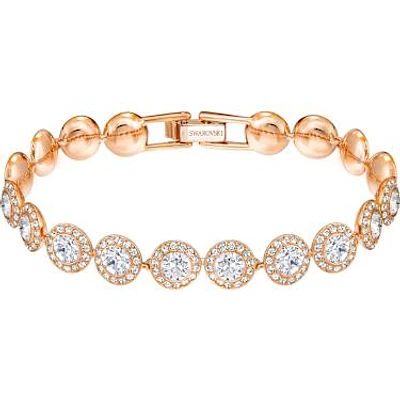 Una Angelic Tennis bracelet, White, Rose gold-tone plated by SWAROVSKI