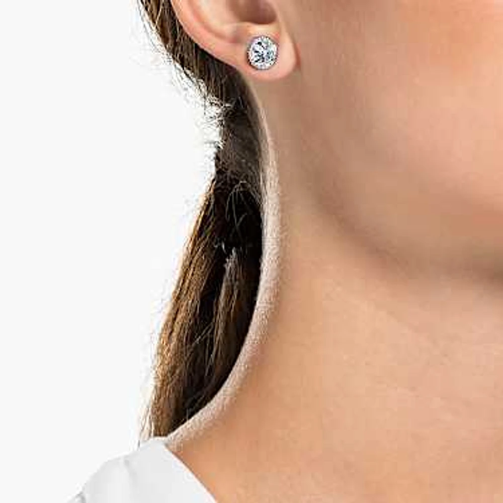 Una Angelic stud earrings, Round cut, White, Rhodium plated by SWAROVSKI