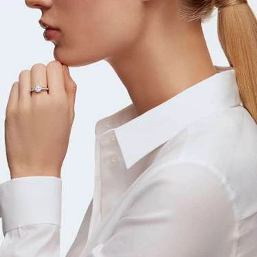 Attract ring, Round cut, Pavé, White, Rhodium plated by SWAROVSKI