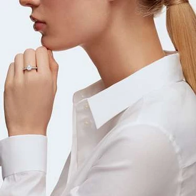 Attract ring, Round cut, Pavé, White, Rhodium plated by SWAROVSKI