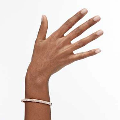 Dextera bangle, White, Rose gold-tone finish by SWAROVSKI