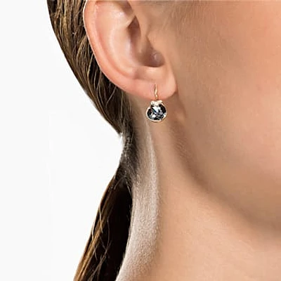 Bella V drop earrings, Round cut, Gray, Rose gold-tone plated by SWAROVSKI