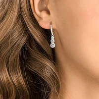 Stilla Attract hoop earrings, Round cut, White, Rhodium plated by SWAROVSKI