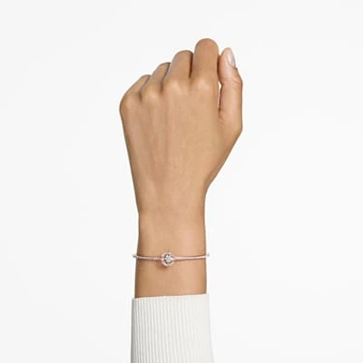 Swarovski Sparkling Dance bangle, Round cut, White, Rose gold-tone plated by SWAROVSKI