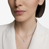 Stilla Attract necklace, Square cut, White, Rose gold-tone plated by SWAROVSKI