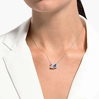 Swan necklace, Swan, Blue, Rhodium plated by SWAROVSKI