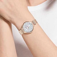 Crystalline Chic watch, Swiss Made, Metal bracelet, Rose gold tone, Rose gold-tone finish by SWAROVSKI