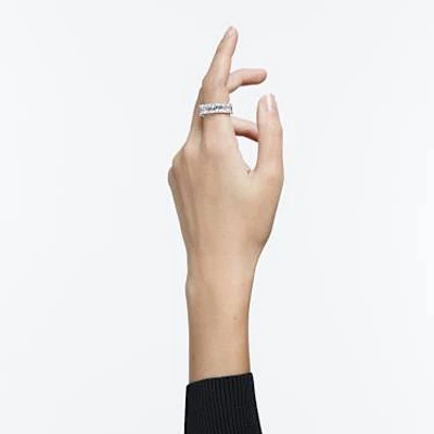 Vittore ring, Rectangular cut, White, Rhodium plated by SWAROVSKI