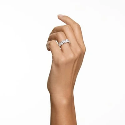 Vittore ring, Drop cut, White, Rhodium plated by SWAROVSKI