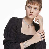 Vittore ring, Drop cut, White, Rhodium plated by SWAROVSKI