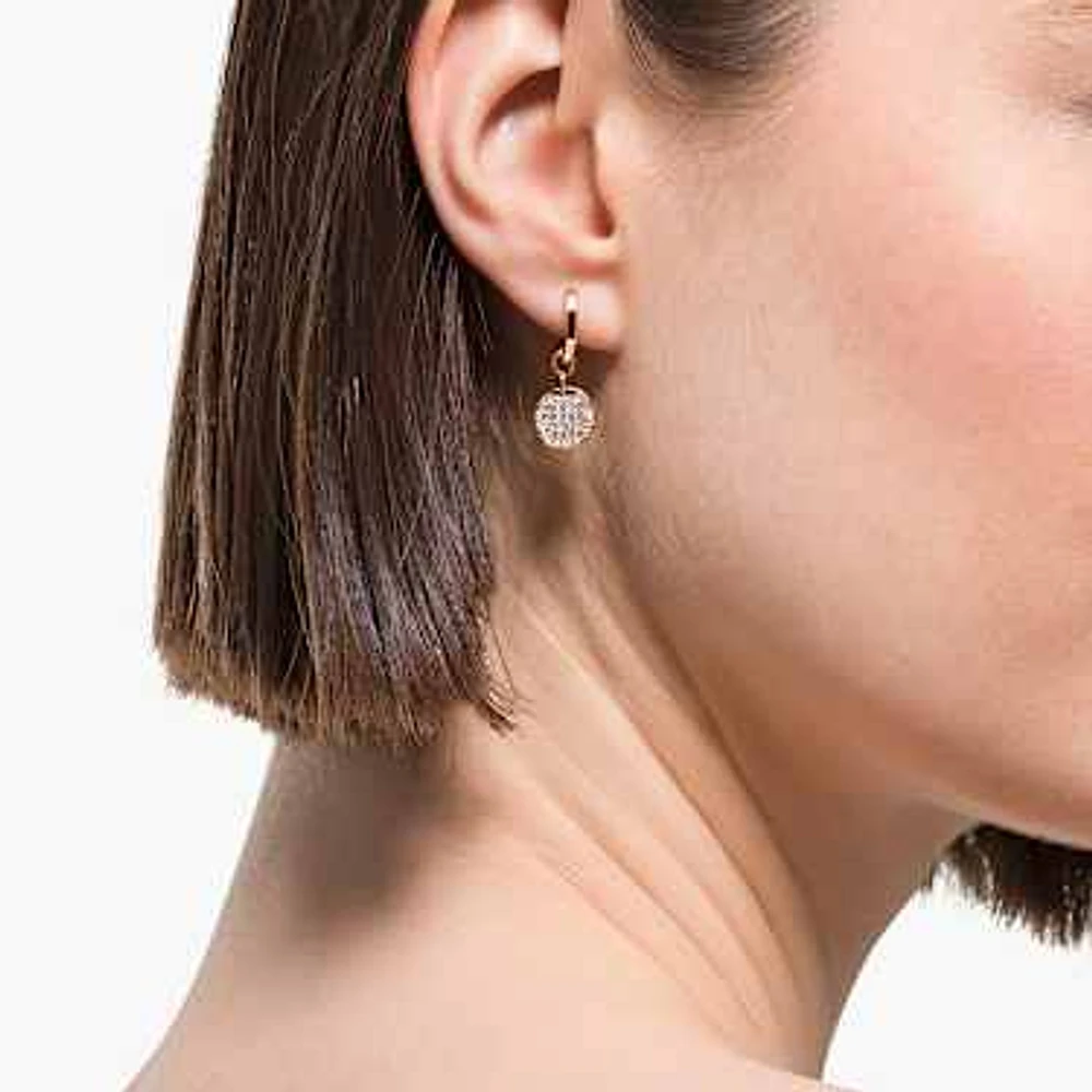 Sublima drop earrings, White, Rose gold-tone plated by SWAROVSKI