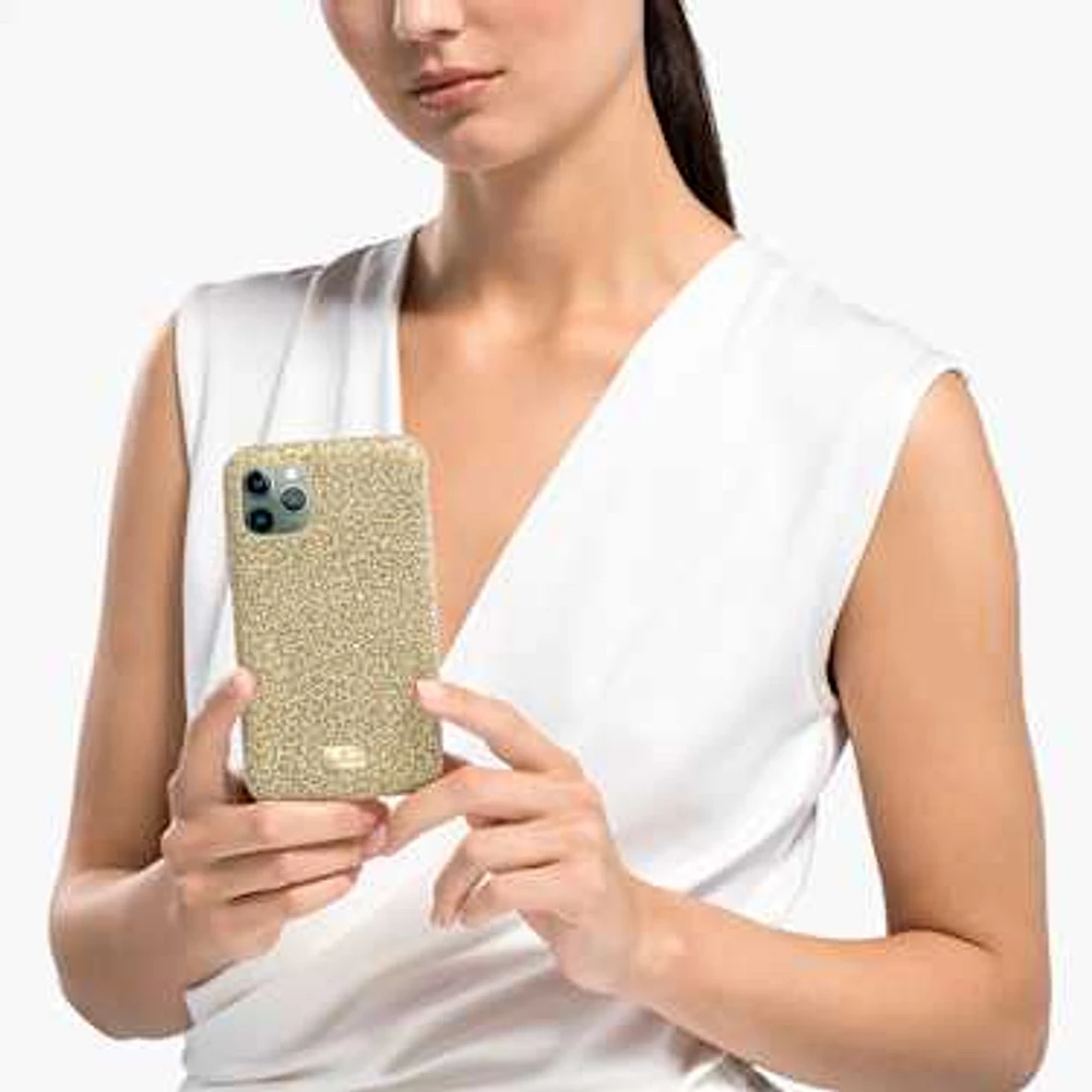 High smartphone case, iPhone® 12 mini, Gold tone by SWAROVSKI