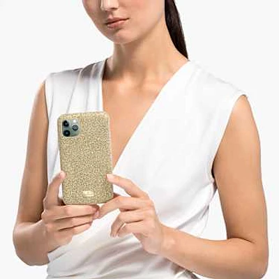 High smartphone case, iPhone® 12 mini, Gold tone by SWAROVSKI