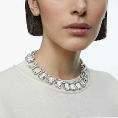 Millenia Tennis necklace, Oversized crystals, Octagon cut, White, Rhodium plated by SWAROVSKI