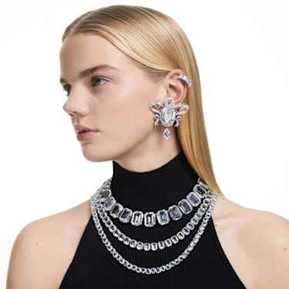 Millenia Tennis necklace, Oversized crystals, Octagon cut, White, Rhodium plated by SWAROVSKI