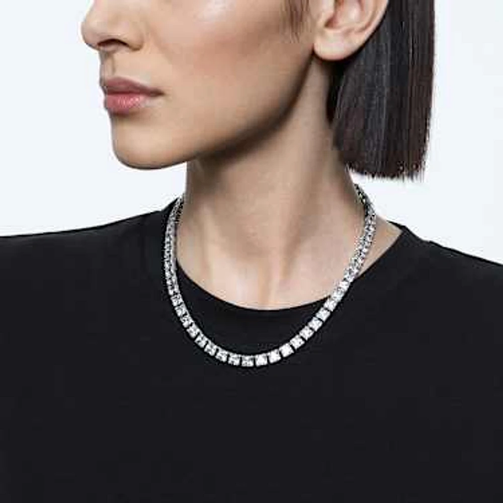 Matrix necklace, Square cut, White, Rhodium plated by SWAROVSKI