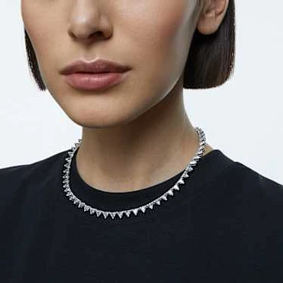Ortyx Tennis necklace, Triangle cut, White, Rhodium plated by SWAROVSKI