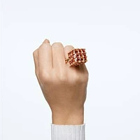 Curiosa cocktail ring, Square cut, Orange, Gold-tone plated by SWAROVSKI