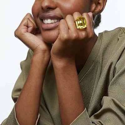 Lucent cocktail ring, Octagon cut, Yellow by SWAROVSKI