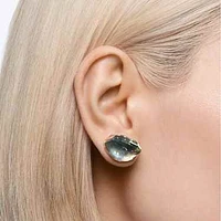 Lucent stud earring, Single, Blue, Rhodium plated by SWAROVSKI