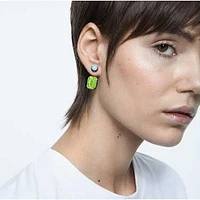 Chroma drop earrings, Asymmetrical design, Octagon cut, Multicoloured, Gold-tone plated by SWAROVSKI