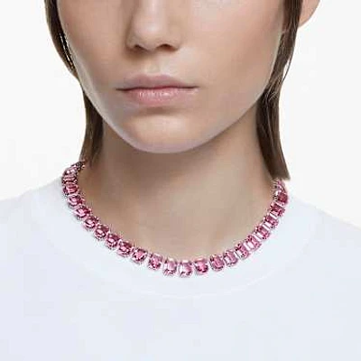 Millenia necklace, Octagon cut, Pink, Rhodium plated by SWAROVSKI