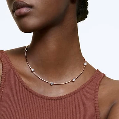 Constella necklace, Round cut, White, Rose gold-tone plated by SWAROVSKI