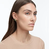 Numina drop earrings, Asymmetrical design, Mixed cuts, Green, Gold-tone plated by SWAROVSKI