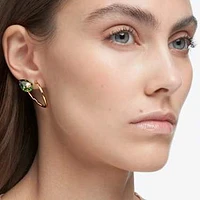 Numina drop earrings, Asymmetrical design, Mixed cuts, Green, Gold-tone plated by SWAROVSKI