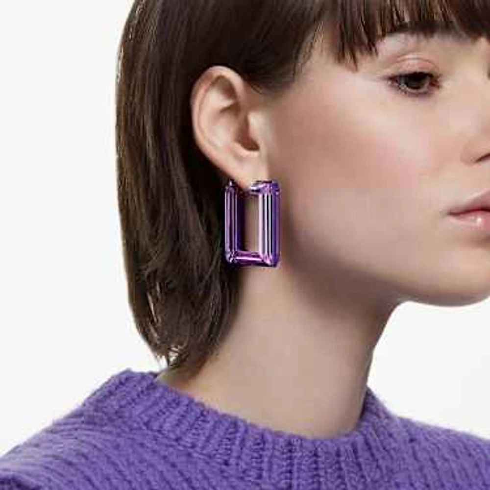 Lucent hoop earrings, Square shape, Purple by SWAROVSKI