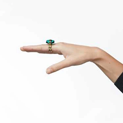 Lucent ring, Magnetic closure, Green, Gold-tone plated by SWAROVSKI
