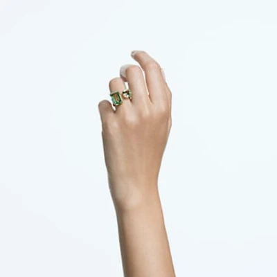 Millenia open ring, Octagon cut, Green, Gold-tone plated by SWAROVSKI