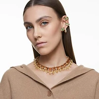 Numina stud earrings, Asymmetrical design, Mixed cuts, Green, Gold-tone plated by SWAROVSKI