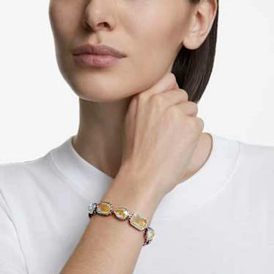 Chroma Tennis bracelet, Magnetic closure, Mixed cuts, Multicolored, Rhodium plated by SWAROVSKI