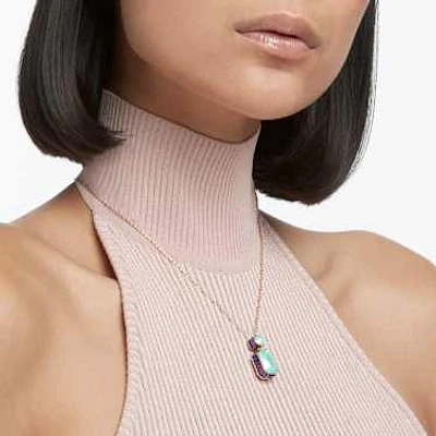 Orbita necklace, Octagon cut, Multicoloured, Gold-tone plated by SWAROVSKI