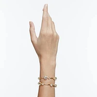 Constella double bangle, Round cut, White, Gold-tone plated by SWAROVSKI