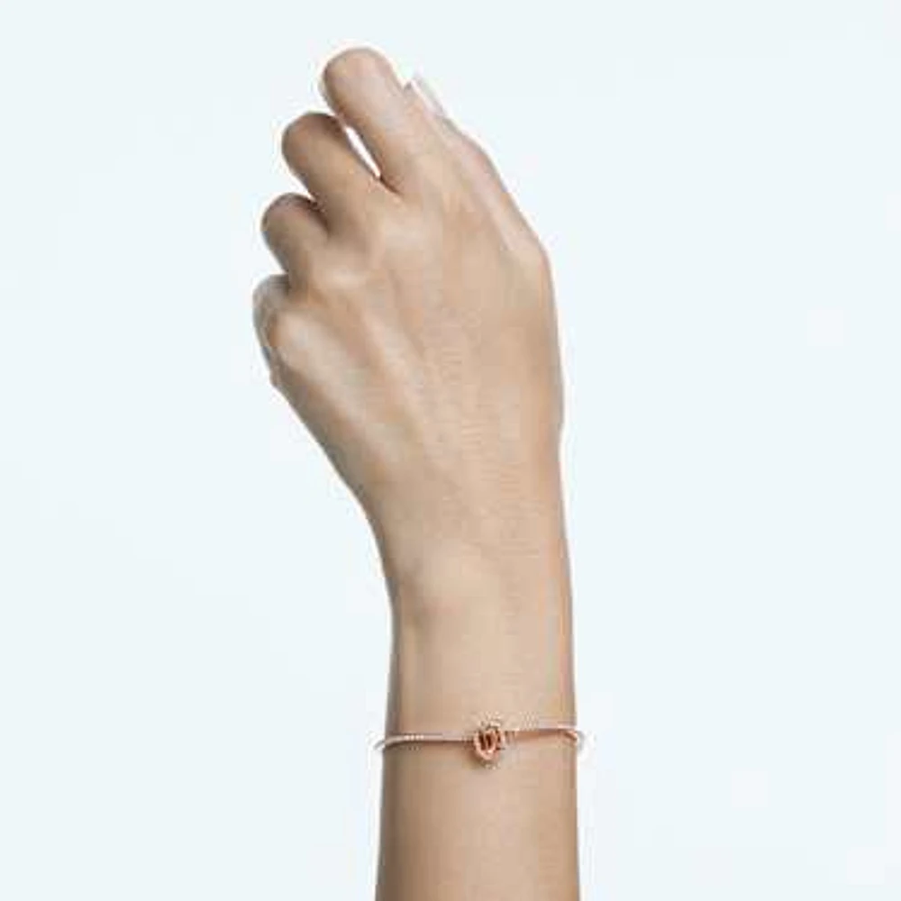 Una bangle, Octagon cut, Pavé, Pink, Rose gold-tone plated by SWAROVSKI