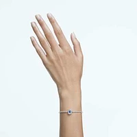 Una bangle, Octagon cut, Pavé, Blue, Rhodium plated by SWAROVSKI