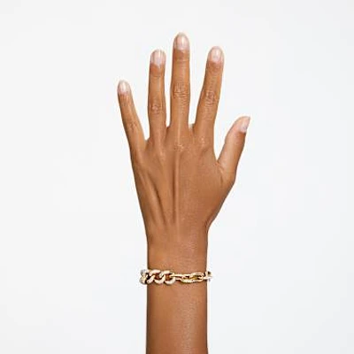 Dextera bracelet, Pavé, White, Gold-tone plated by SWAROVSKI